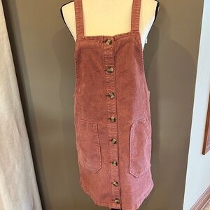 American Eagle Women's Corduroy Salmon Color Overall Dress, Size Medium